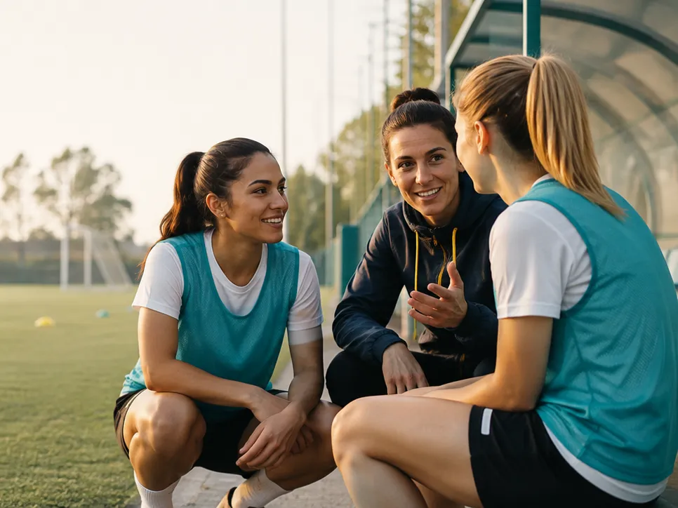 inicio-seacabo-mobile Futbolistas conversando en un campo de fútbol, plataforma #SeAcabó de FUTPRO